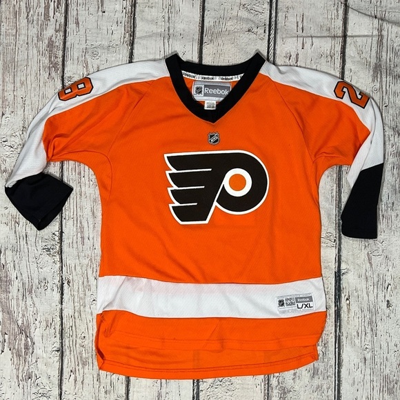Claude Giroux Boys Youth Orange Philadelphia Flyers NHL Hockey Reebok Jersey - Picture 1 of 6